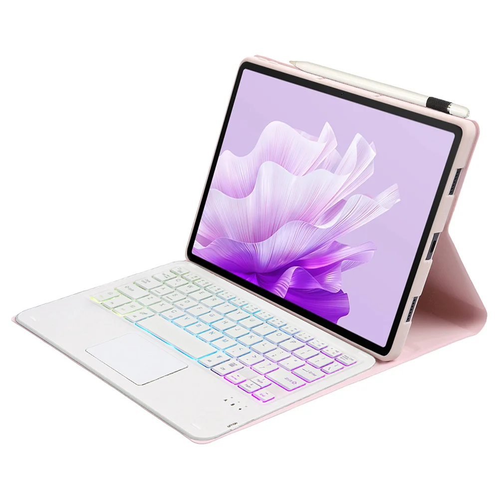 AH20-AS For Huawei MatePad 11.5 S Backlit Design Leather+TPU Tablet Cover Bluetooth-compatible Keyboard Case with Touchpad - Pin