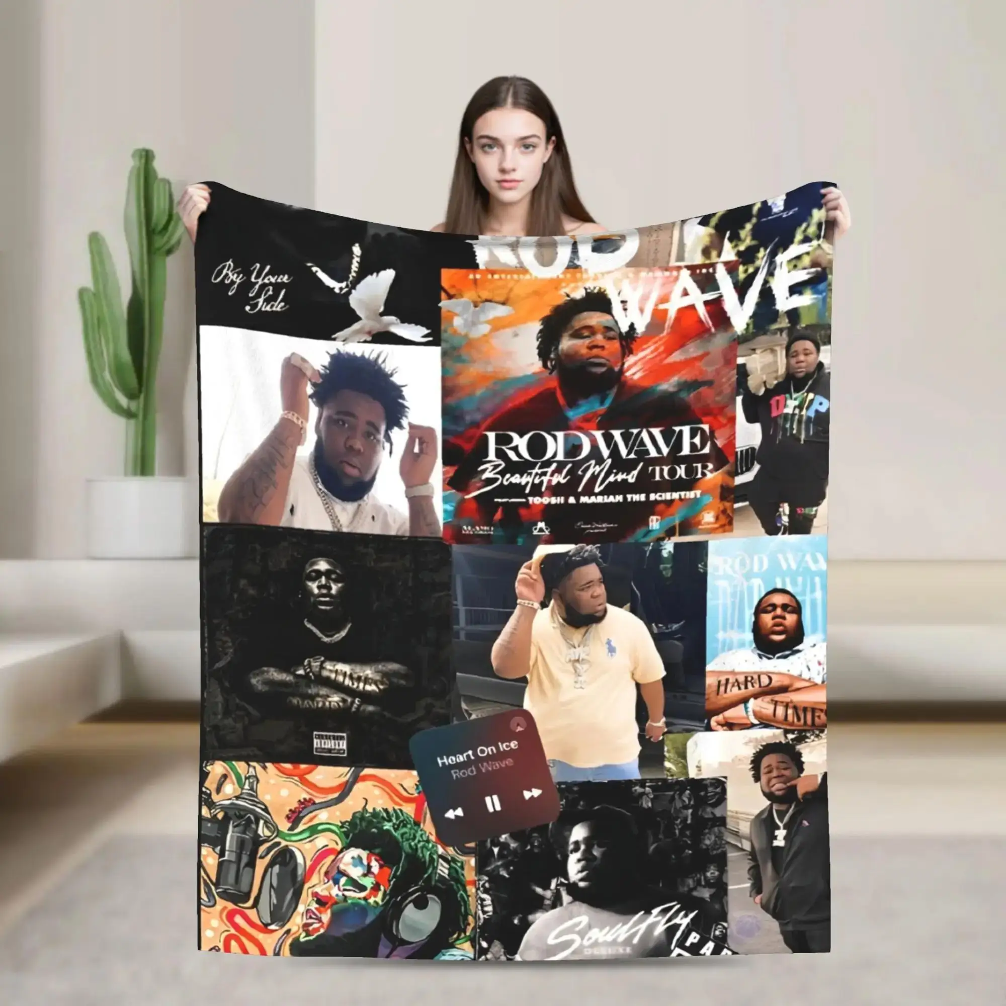 

Rapper Rod Wave Blanket Soft Flannel Decorative Throw for Bed Sofa Custom Quality Warm Bedspread Perfect Birthday Gift
