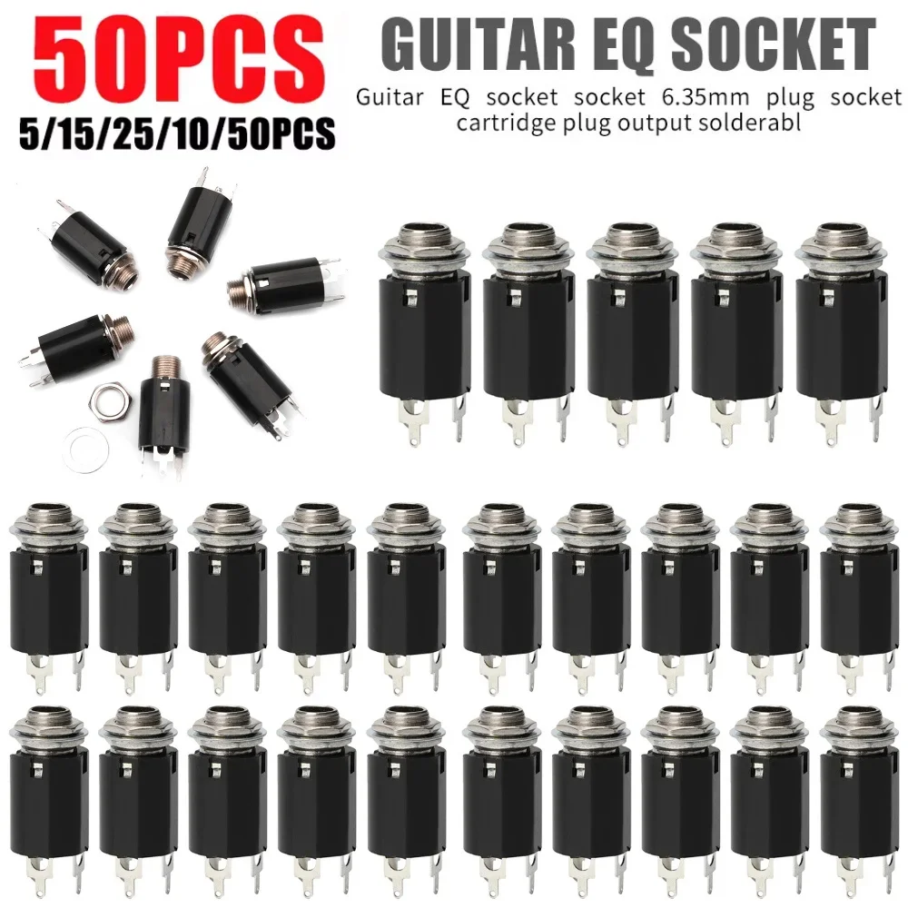 5-50pcs Guitar Stereo Output Plugs for Electric Guitars Bass EQ Jack Socket 6.35mm Jack Pickup Female Output Socket