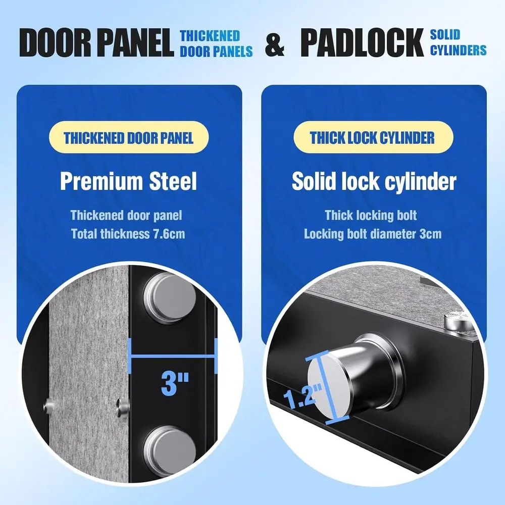 آمن لبصمات الأصابع البيومترية سريعة الوصول - مسدس مقاوم للماء بطول 3.6 قدم مكعبًا مع رف قابل للتعديل للمنزل والمكتب والفندق U #4