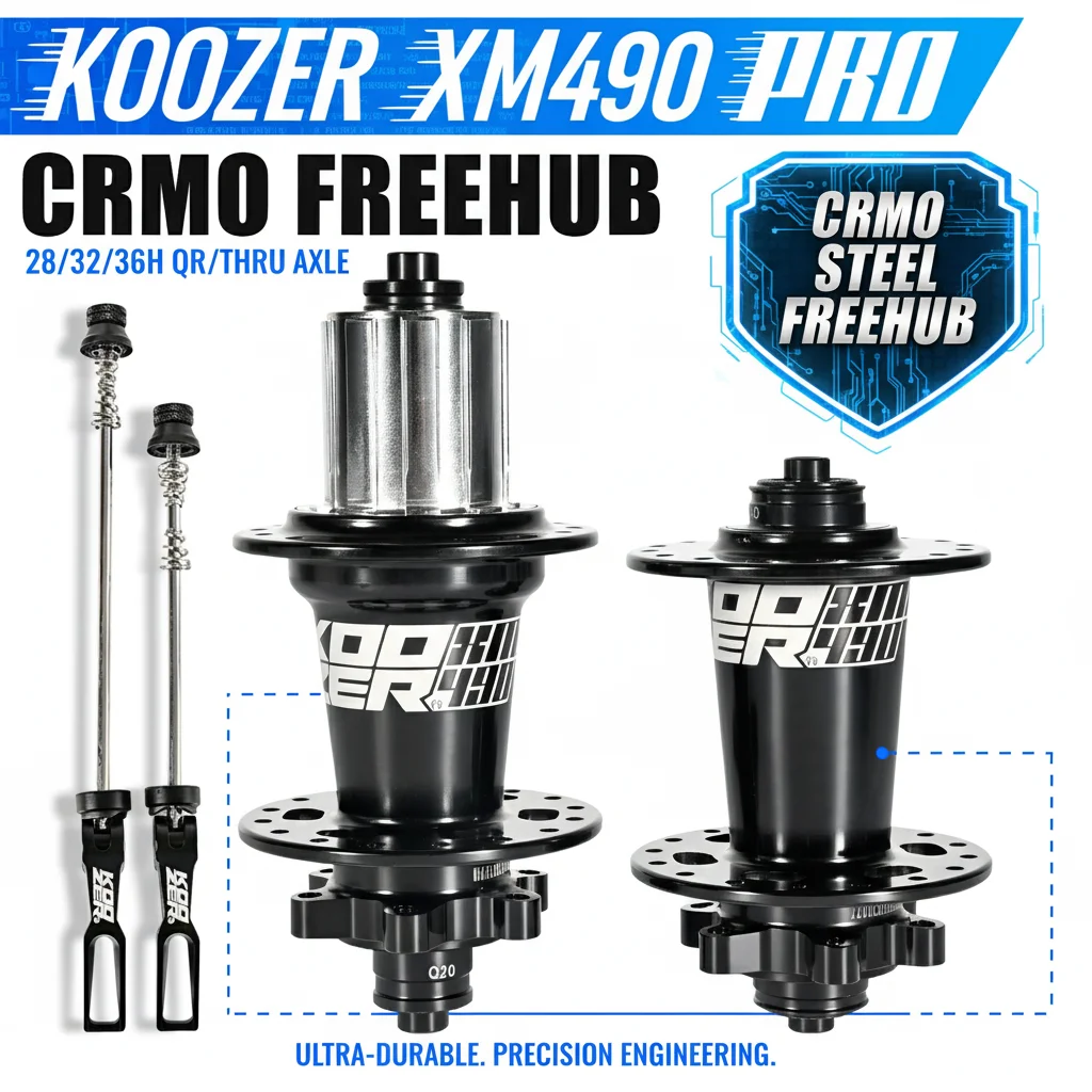 

KOOZER XM490 PRO MTB Hubs | Hardened CR-MO Steel Freehub & 6-Pawl 72-Click Instant Engagement | 8-12 Speed QR/Thru-Axle
