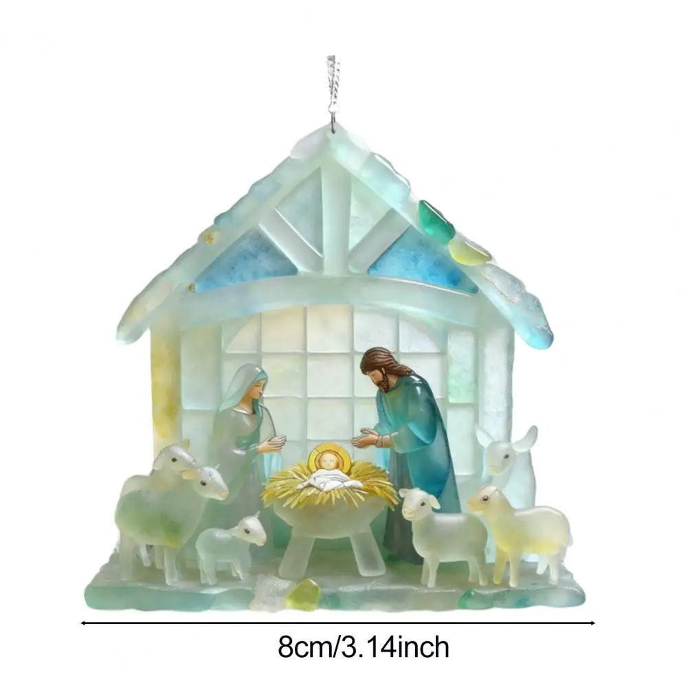 Acrylic Nativity Decoration Holiday Acrylic Ornament Seaglass Nativity Hanging Ornament Coastal Sea Glass Christmas Tree