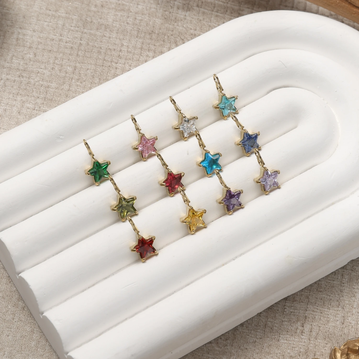 Luxuriöse 18K Vergoldete Stern-Zirkon-Anhänger Mini Kristall-Pentagramm-Anhänger für DIY Ohrringe Halsketten Schmuckherstellung Zubehör – Detail 1