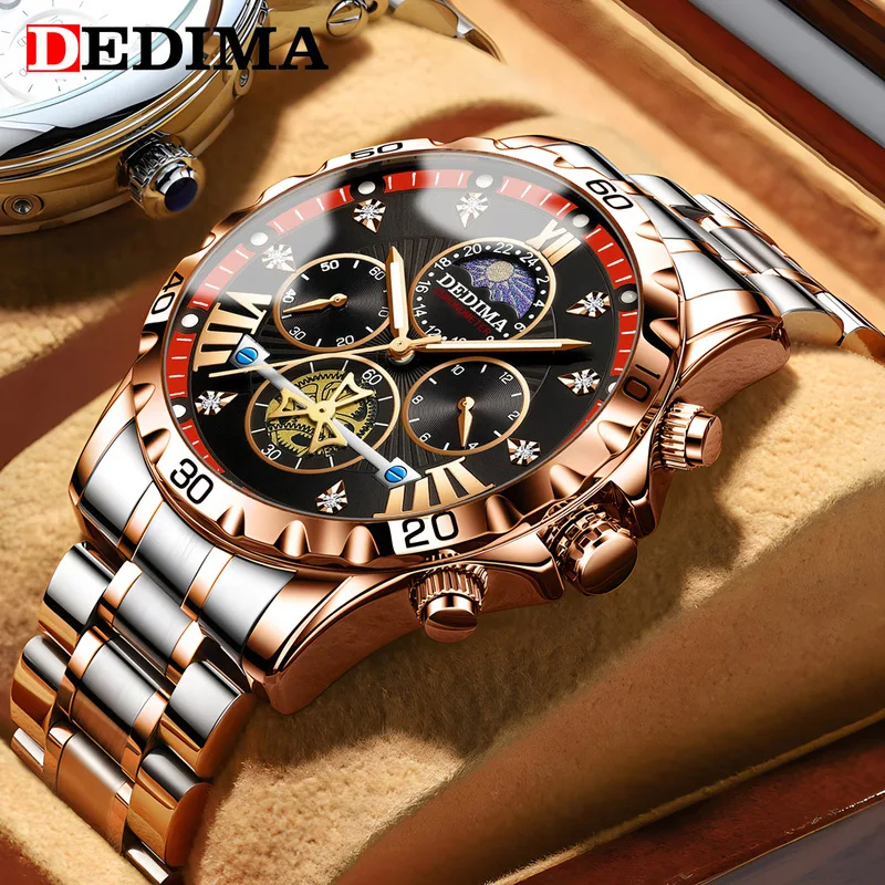 Men's Quartz Watch Genuine Luminous Waterproof Flywheel High End Wristwear Male Business Casual Sports Wristwatch Student Gifts