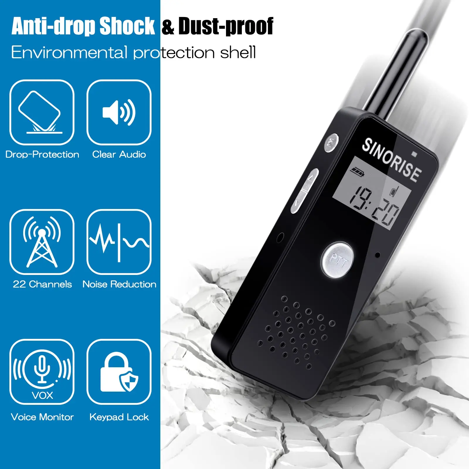 

2 Packs of Sinoriose Mini Radio Walkie-Talkies, High-Power Handheld Walkie-Talkies, Suitable for Catering/Patients/Beauty, Hairdressing and Other Service Industries