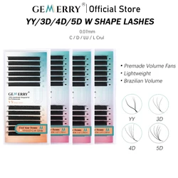 Gemerry-Extensions de Cils Naturels en Faux Vison, courbure L/LU, Volume Préfabriqué, Facile à Utiliser, YY/3D/4D/5D W