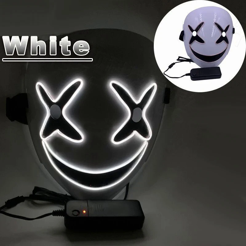 جديد الإبداعية LED هالوين مهرج توهج قناع أبيض أخضر أزرق أحمر البكاء ابتسامة مهرج