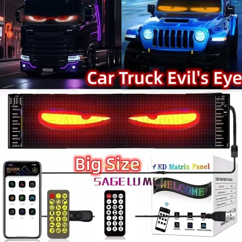 Big Size LED Panel Flexible Display DIY Programmable Sign Animation LED Matrix Panel Multilingual LED Car Truck Evil's Eye Light