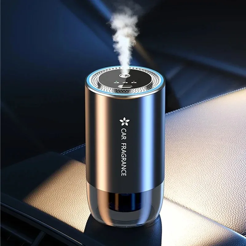 Smart Car Aromatherapy Machine Portable USB Rechargeable Cup Holder Diffuser Air Freshener Car Fragrancer Ambient Light Ornament