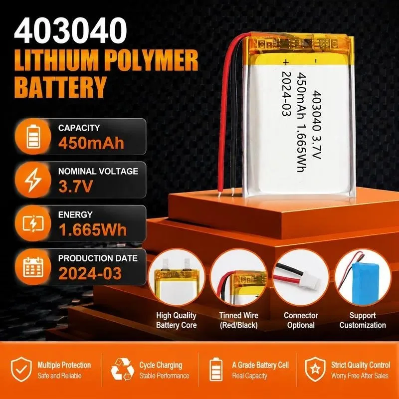 100pcs403040 Polymer lithium battery 400mAh fingerprint lock, disinfection box, beauty instrument, night light, lamp battery3.7V