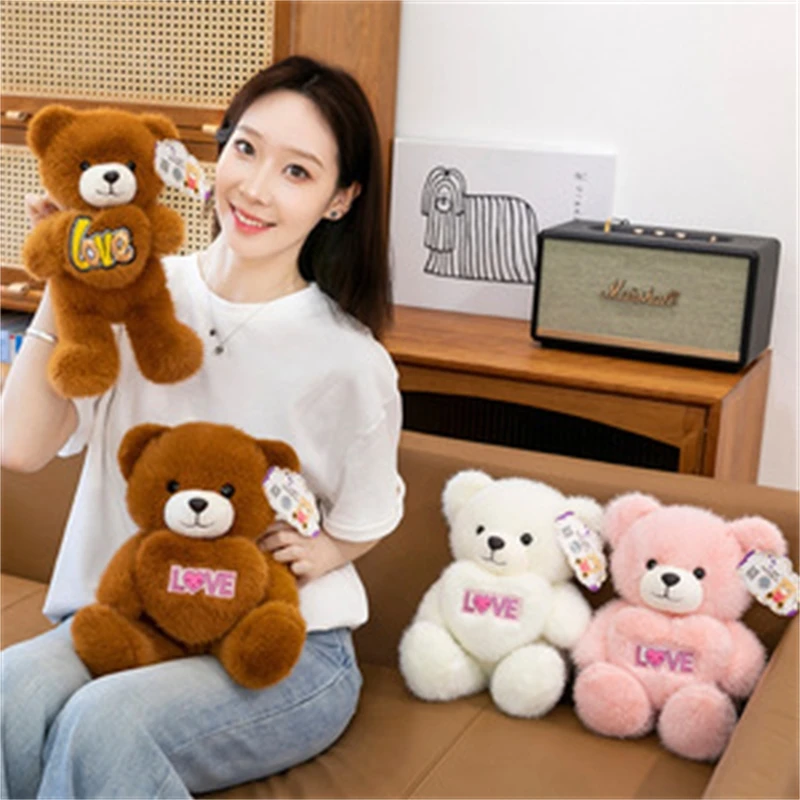 

Teddy Bear Plush Toy Heart Hugging Bear Stuffed Animal Creative Gift For Kids Soft Cuddly Bear Toy For Birthday Christmas