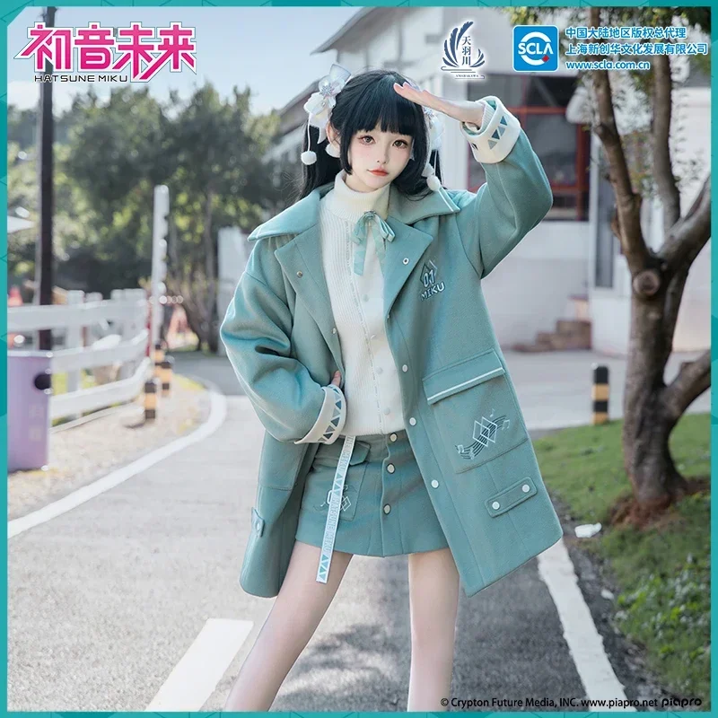 2024 Original Miku Coat Jacket Women Winter Overcoat JK Uniform Cosplay Costume Long Wool Coats Anime Clothing