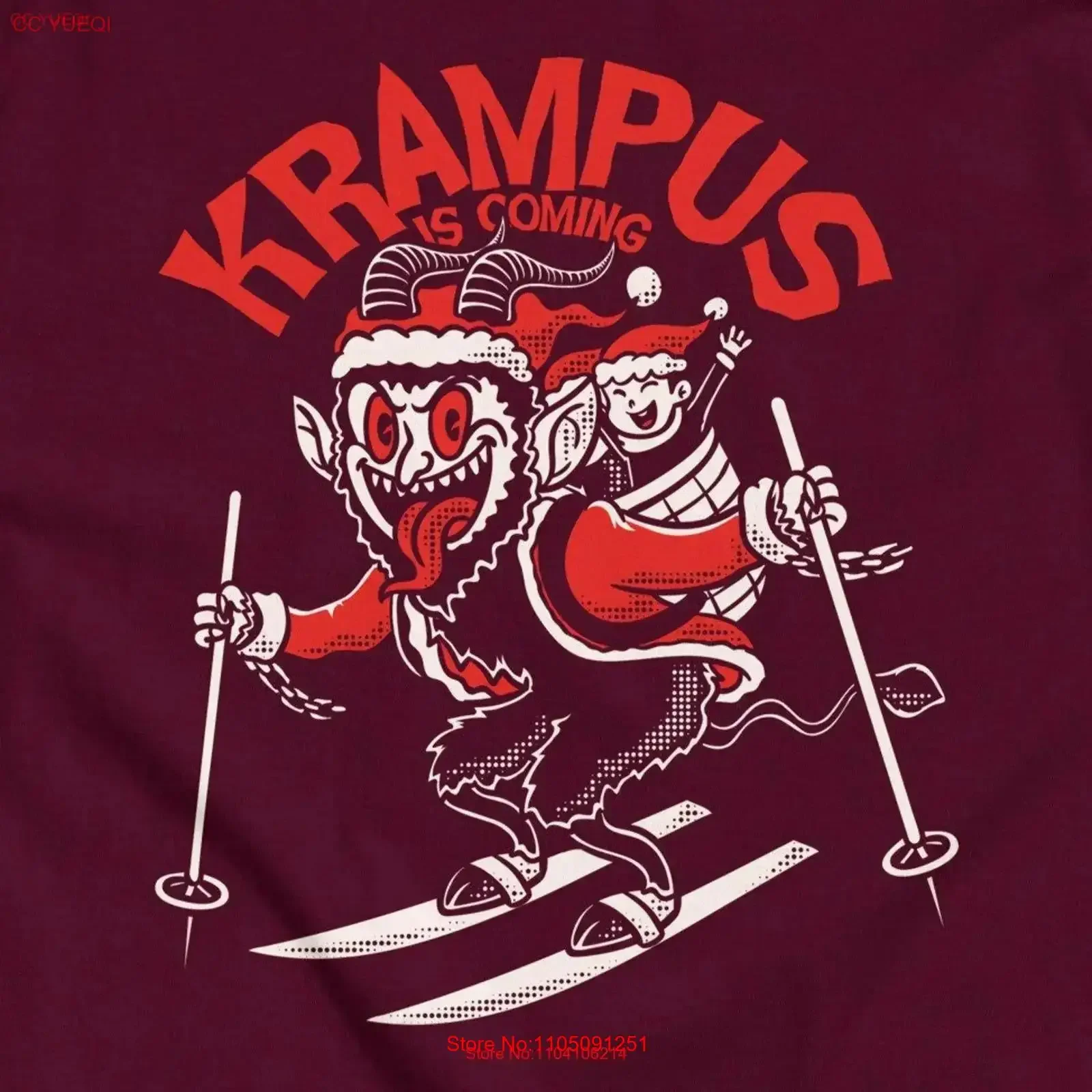 

Футболка Krampus is Coming Приветствие из Funny Christmas Ugly SweaT винтажная стираная повседневная дизайнерская одежда Удобная