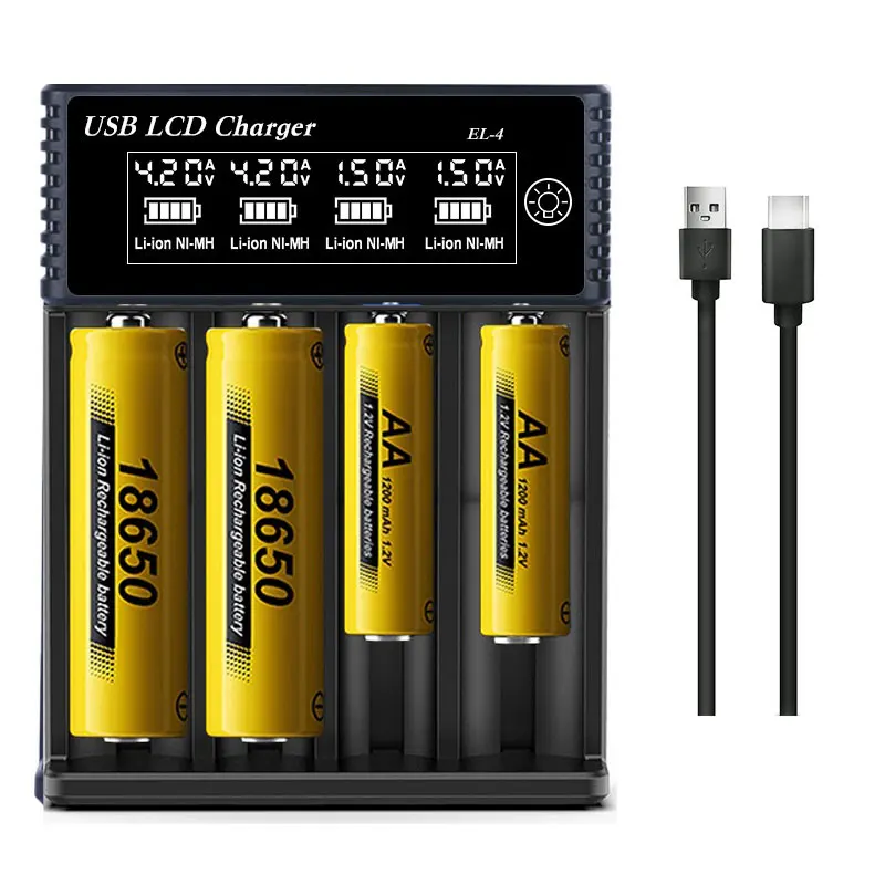 מטען USB לסוללות 18650 עם צג