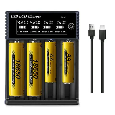 USB LCD Battery Smart Charger 1 / 2 Slots Dual For 18650 3.7V Rechargeable Lithium Battery For 1.2V NI-MH AA / AAA Battery