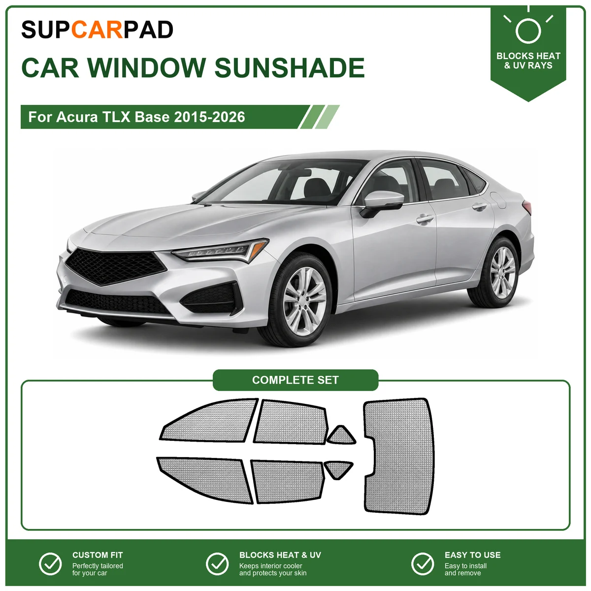 For Acura TLX Base 2015-2026 Full Set Car Window Sunshades UV Block Privacy Heat Insulated Foldable Car Curtain