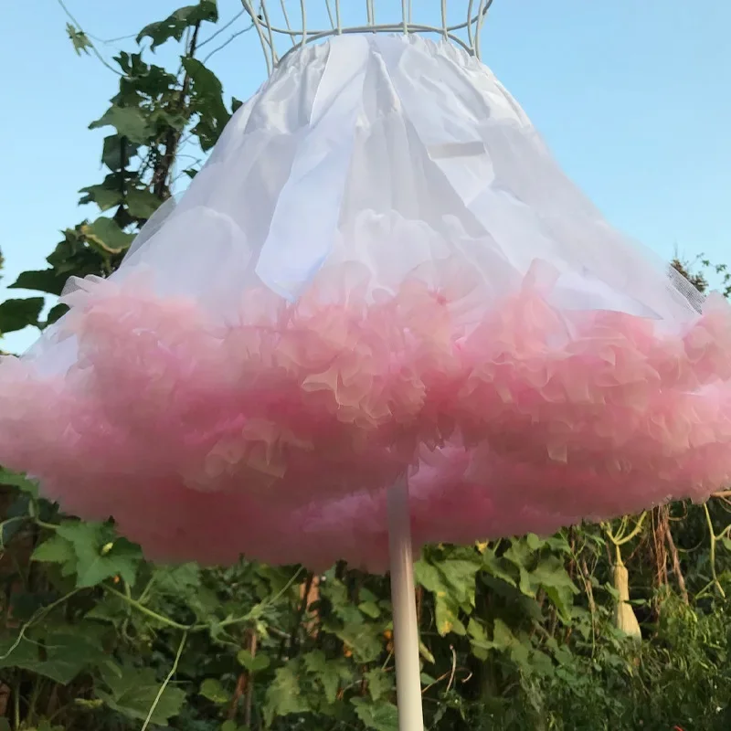 Woman Pink Bottom Support Lolita Petticoat Underwear  Elastic  Tutu Tulle Skirt Underskirt for  Wedding Evening  Dresses
