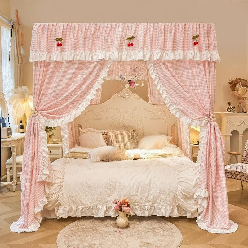 Cute floor-to-ceiling lattice bed mosquito-proof and insect-proof bedroom home encryption thickened