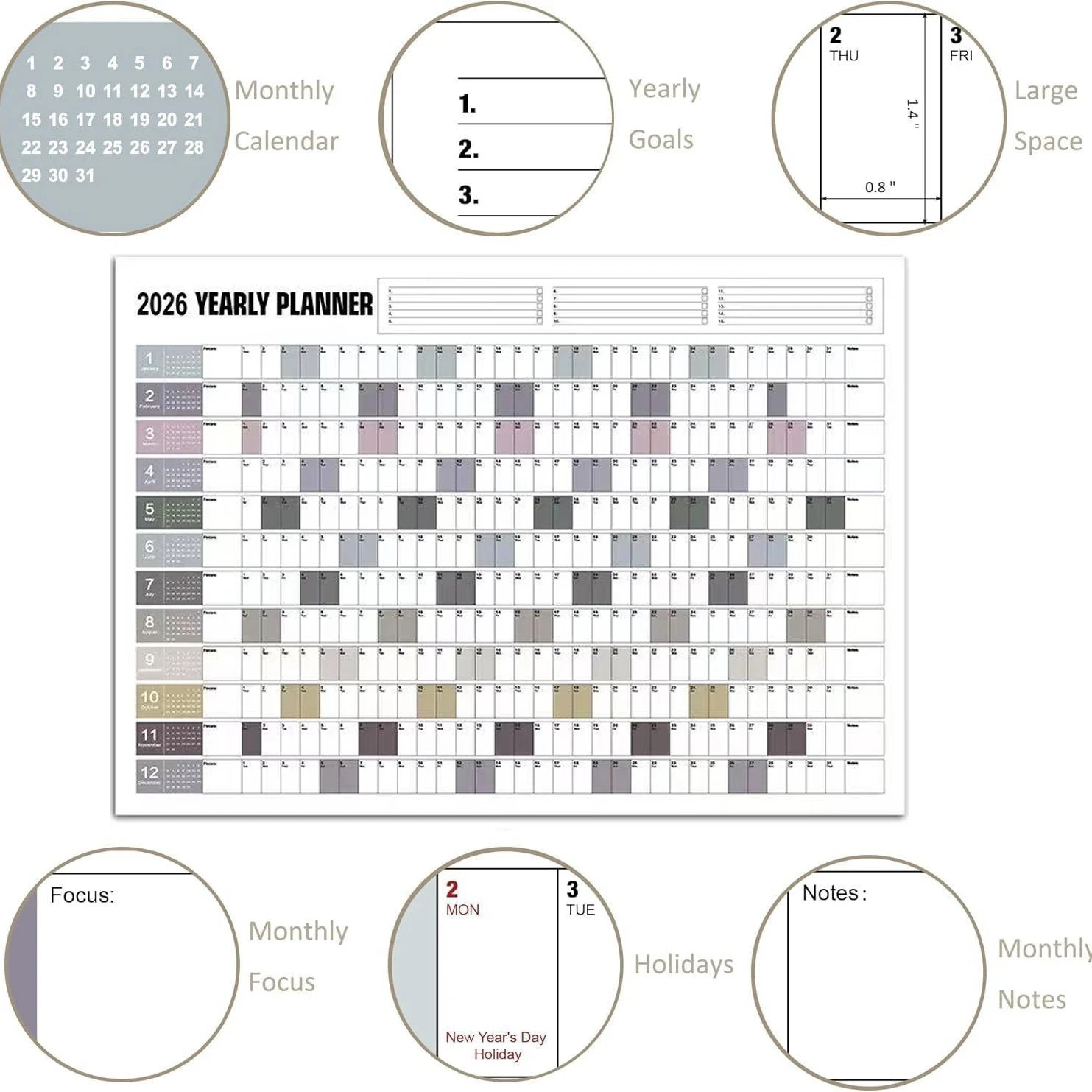 2026 Calendar, Large Calendar Kawaii To Do List Planner Target ,  Schedule Planner, Large Multi Month Reusable Poster