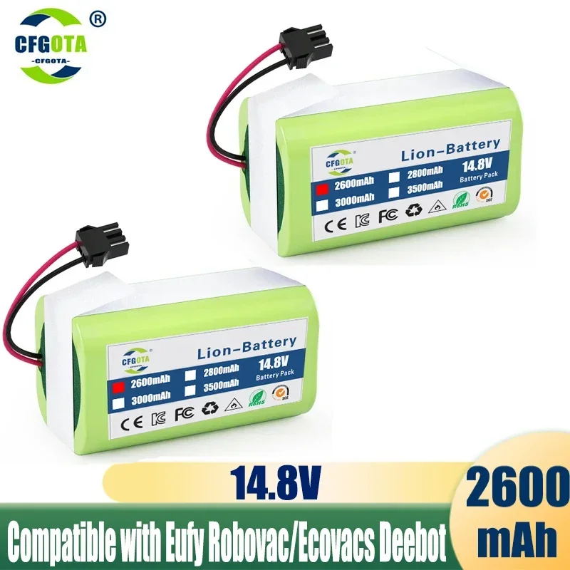 

4S1P 14.4V 2600mAh Li-ion Battery for Conga Excellence 990 1090 Ecovacs Deebot N79S N79 DN622 Eufy Robovac 11 11S 12 35C X500