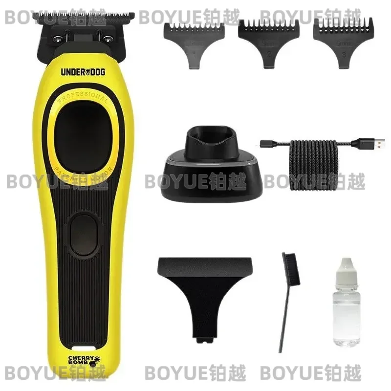 Professional Electric Hair Clipper High Power Cordless Trimmer Oil Motor Shaving Machine Flat Head Fader Barber Grooming Tool