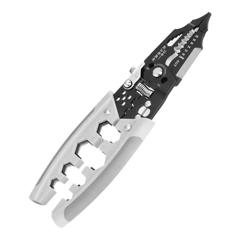 Wire Stripper Crimper Multipurpose Wire Clippers Manganese Steel Wire Stripping Tools Portable Cable Stripper Tool Wire Crimping