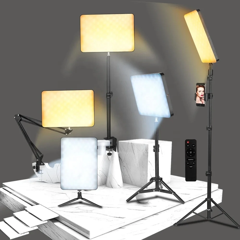 Dimmable LED Video Light Panel EU Plug 2700k-5700k Photography Lighting For Live Stream Photo Studio Fill Lamp Three Color