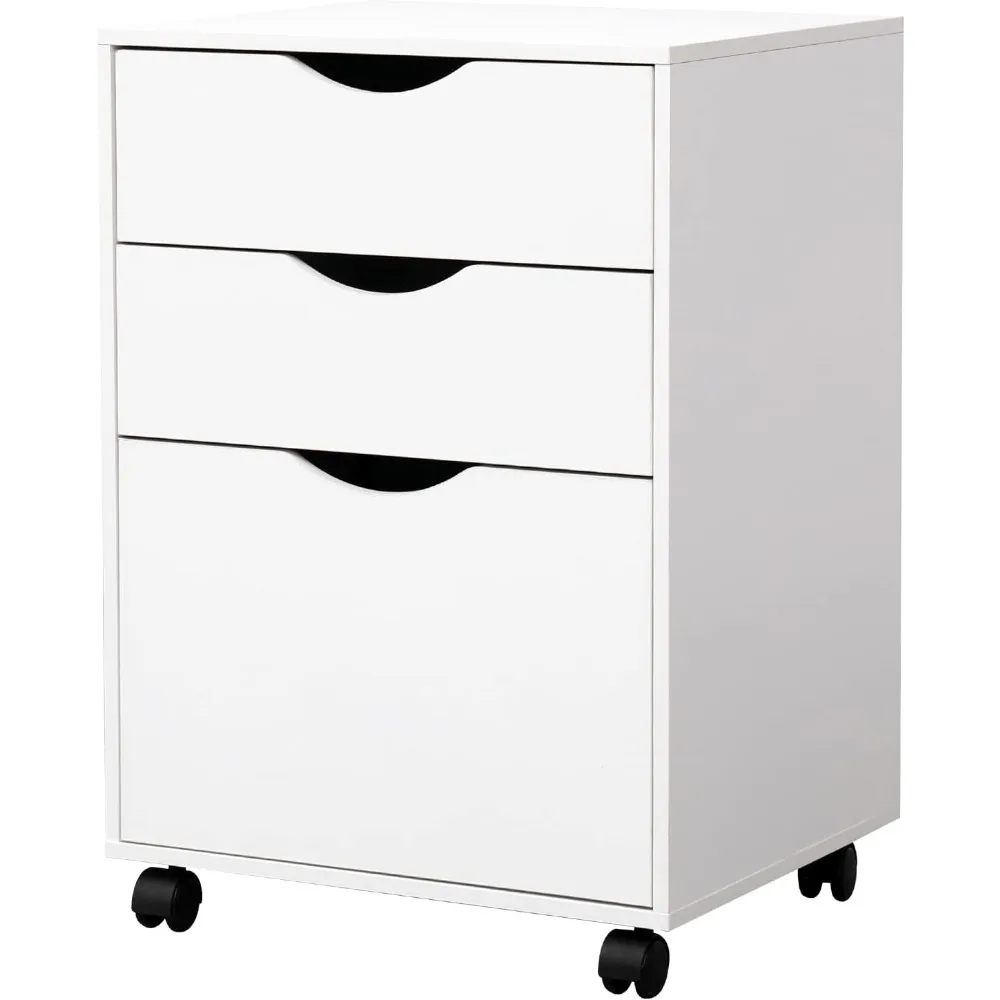 

3 Drawer Mobile File Cabinet, Rolling Vertical Filing Cabinet fits A4, Legal Paper and Letter Paper for Home Office, White
