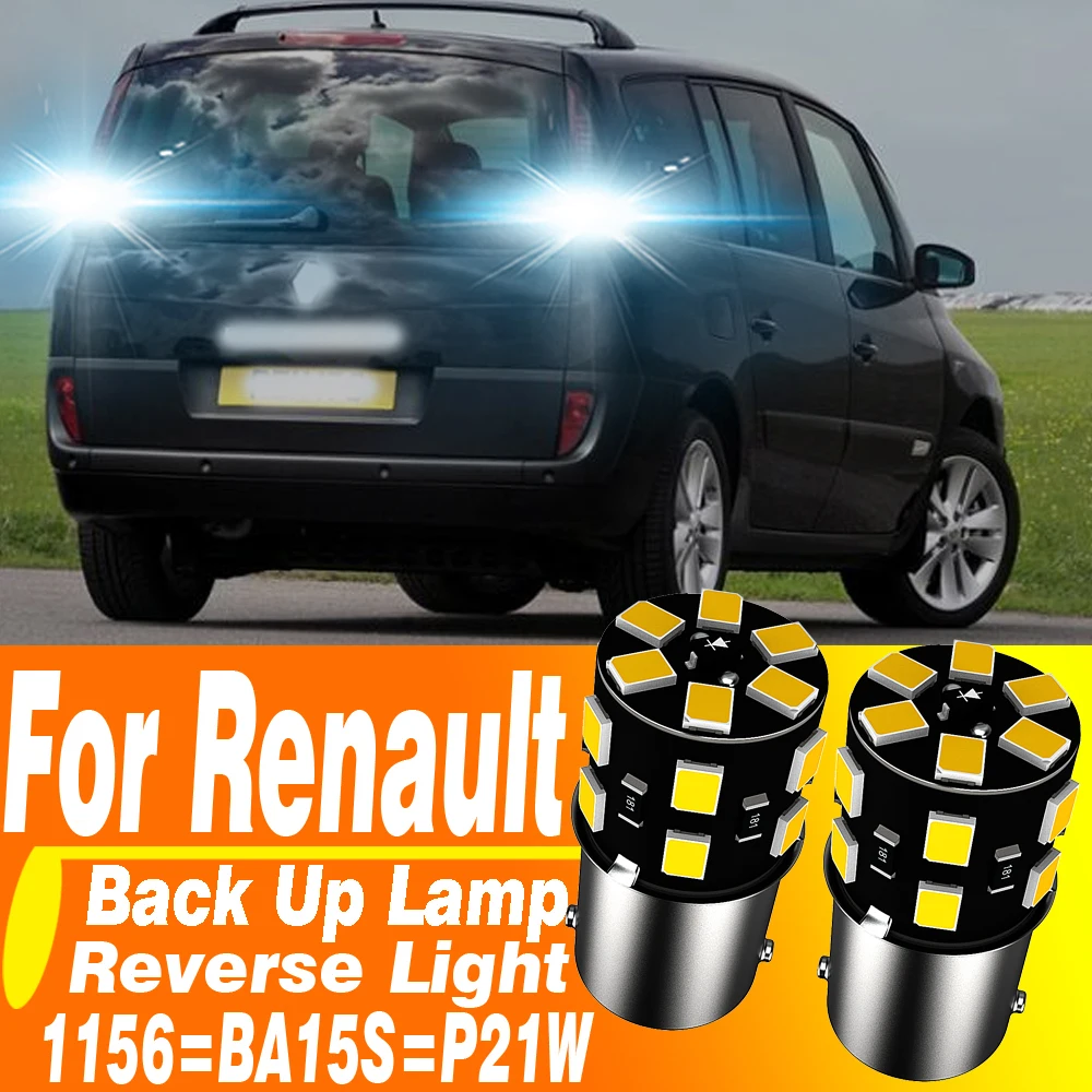

2pcs P21W LED Reverse Light Back Up Lamp 1156 7506 BA15S Rear Fog Bulb For Renault Espace Alaskan Safrane Logan Sandero Stepway
