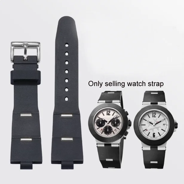 Black Rubber silica gel strap for Bvlgari  Watch Strap with notch 22x8 24x8mm DP42C14SVDGMT men's and women's watch chain