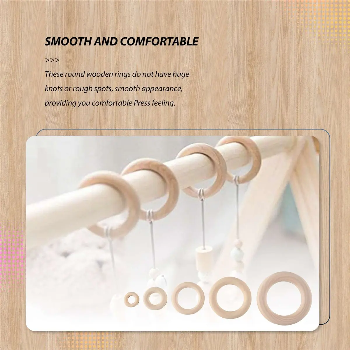 AT16 120Pcs Natural Wood Rings Set, Unfinished Macrame Wooden Ring, Wood Circles for DIY Craft, Ring Pendant Jewelry Making