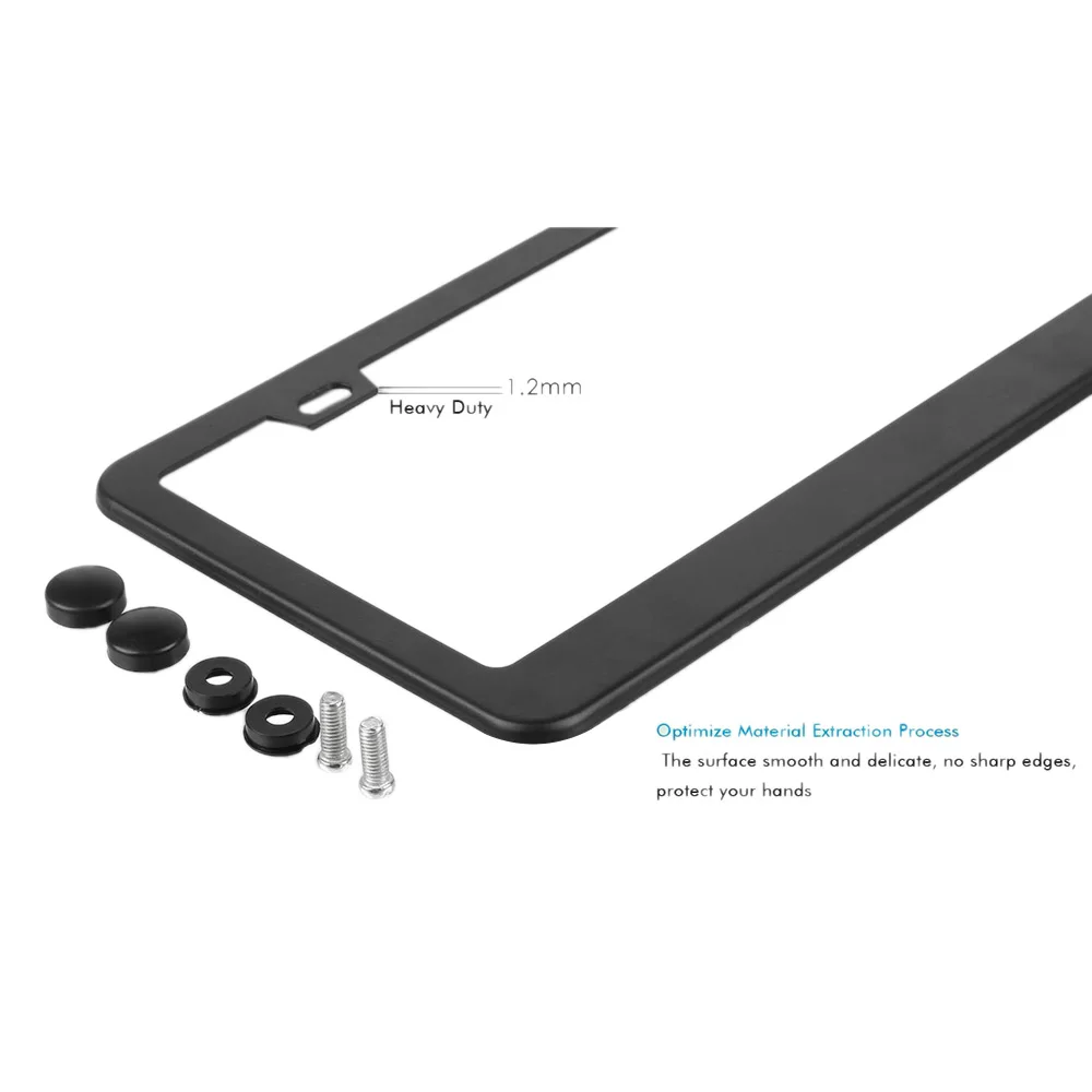 

Matte Aluminum License Plate Frame With Chrome Screw Caps, 2Pcs 2 Holes Black License Plate Frames, Car License Plate Covers For