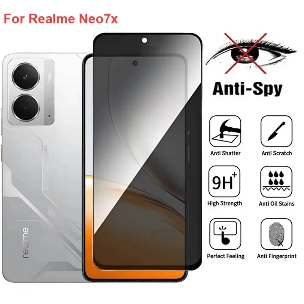 

Oppo Realme Neo7x Anti Spy Privacy Tempered Glass Protector Compatible For Realmeneo7x Full Cover Screen Phone Film