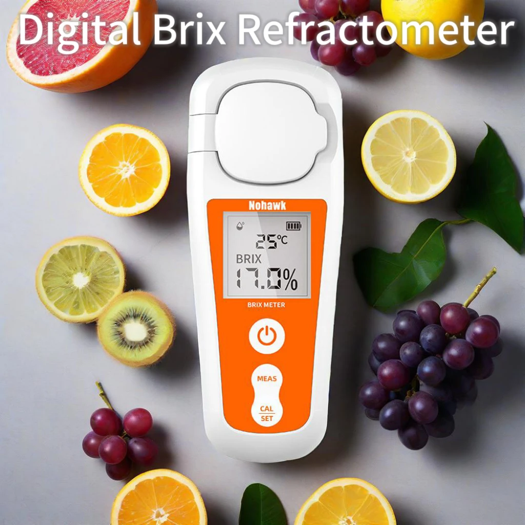 

Nohawk Digital Brix Meter 0-55% Range Brix Refractometer for Sugar Content Measurement of Fruit Vegetable Juice Coffee Beverages