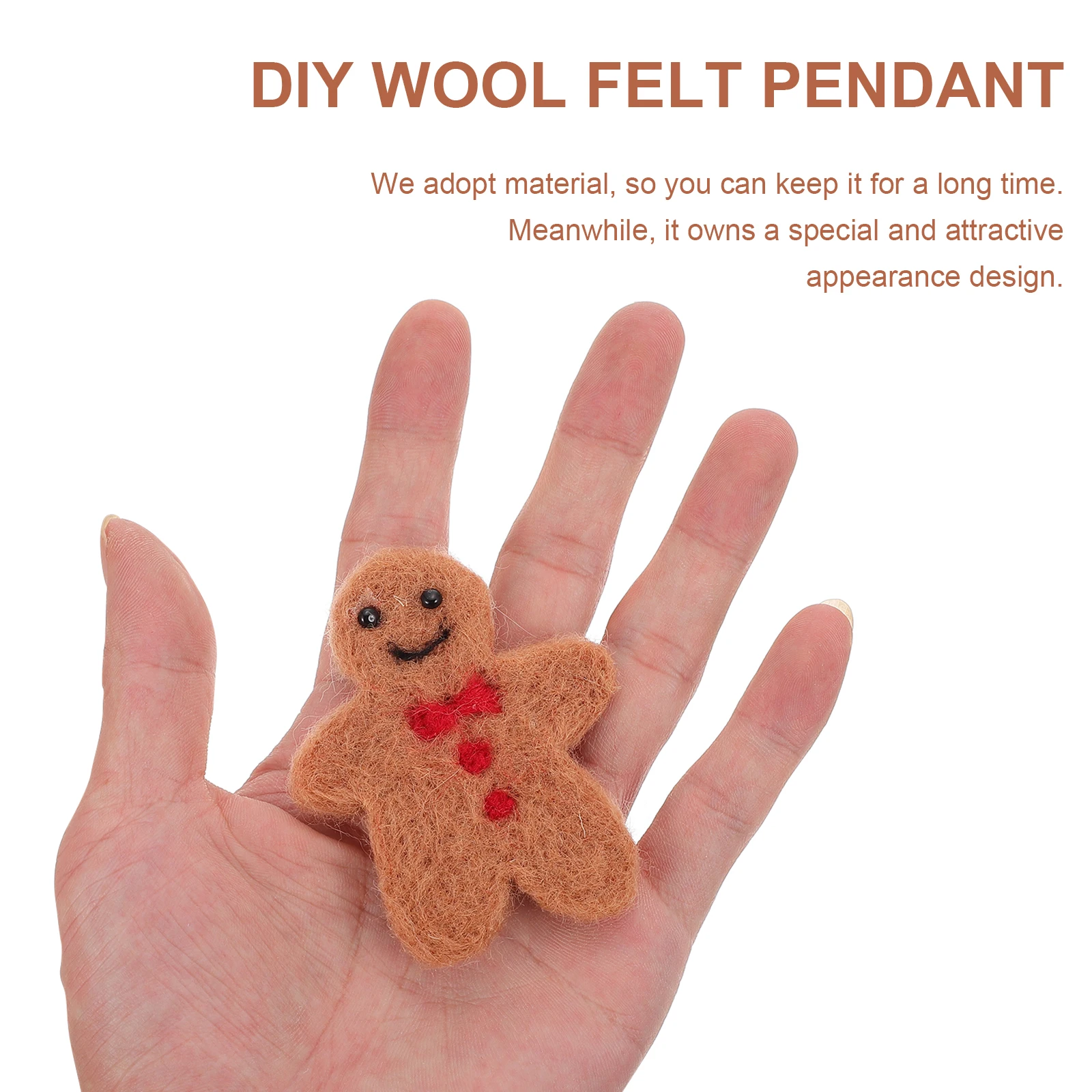 

10Pcs DIY Gingerbread Man Felt Charms for Hairpins Wreaths Crafts Cute Holiday Decorative Pendants Xmas Party Decoration