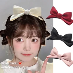 Black White Ribbon Hair Bows Clips Vintage Bowknot Side Hairpin Cute Girls Barrettes Headdress Hair Accessories for Women