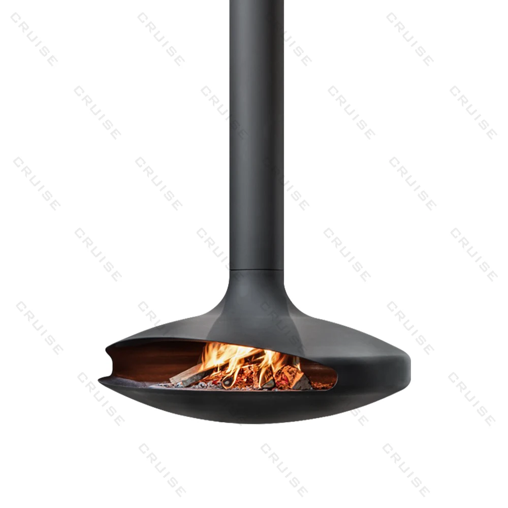 600mm Suspended Bioethanol Fireplace Modern Indoor Hanging Simulation Wood Burn for Villa or Apartment