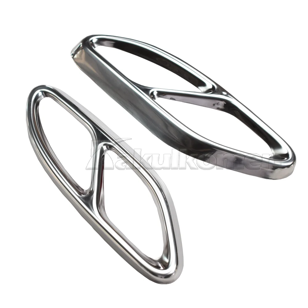 2 Stück silberne Auspuffzierleisten aus Stahl für Mercedes Benz GLC C E-Klasse C207 Coupé 2014-2017 W213 W205 W176 X253 C180 C200 Autoteil – Detail 7