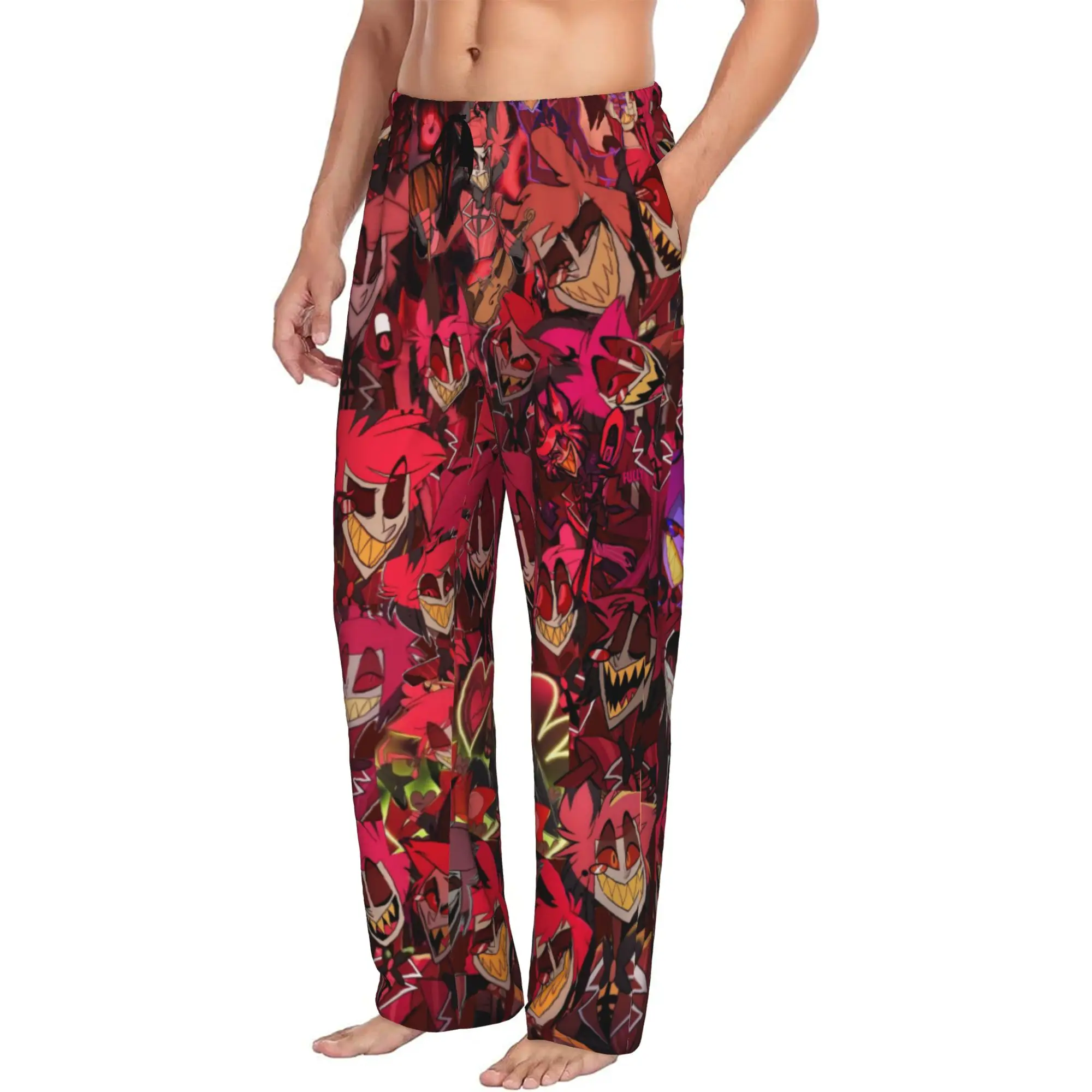Custom Print Men's Charlie Morningstar Anime Pajama Pants Vaggie Angel Sleepwear Sleep Lounge Bottoms with Pockets