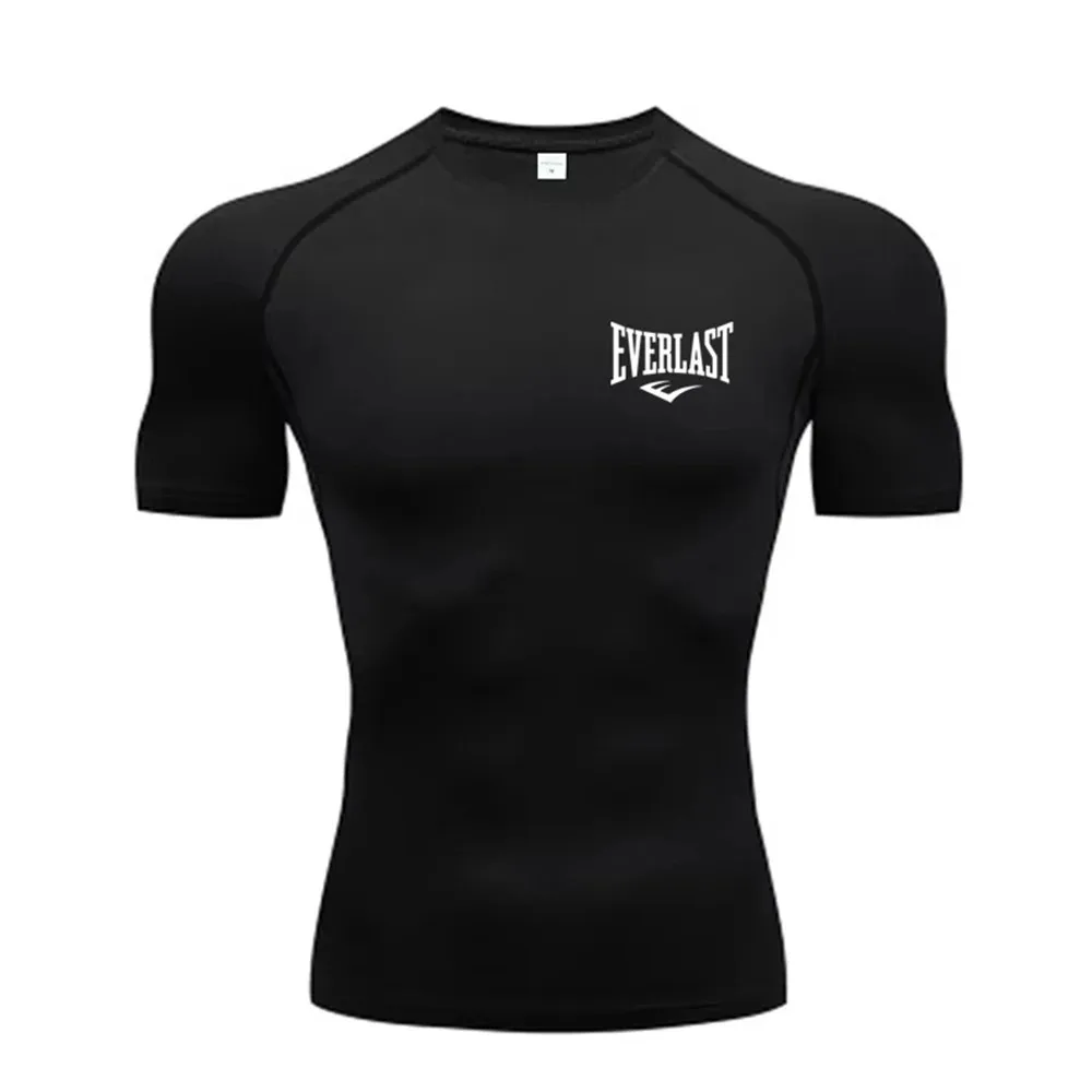 Summer Compression Sweatshirt Short Sleeve Men's Fitness Printed T-Shirt Running Quick-Dry Top Gym Workout Bodybuilding T-Shirt