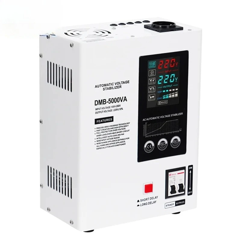 

10Kw Voltage Stabilizer Single Phase 220V AC Regulator with LCD Display Relay Control Whole House Use Outdoor Voltage Regulator