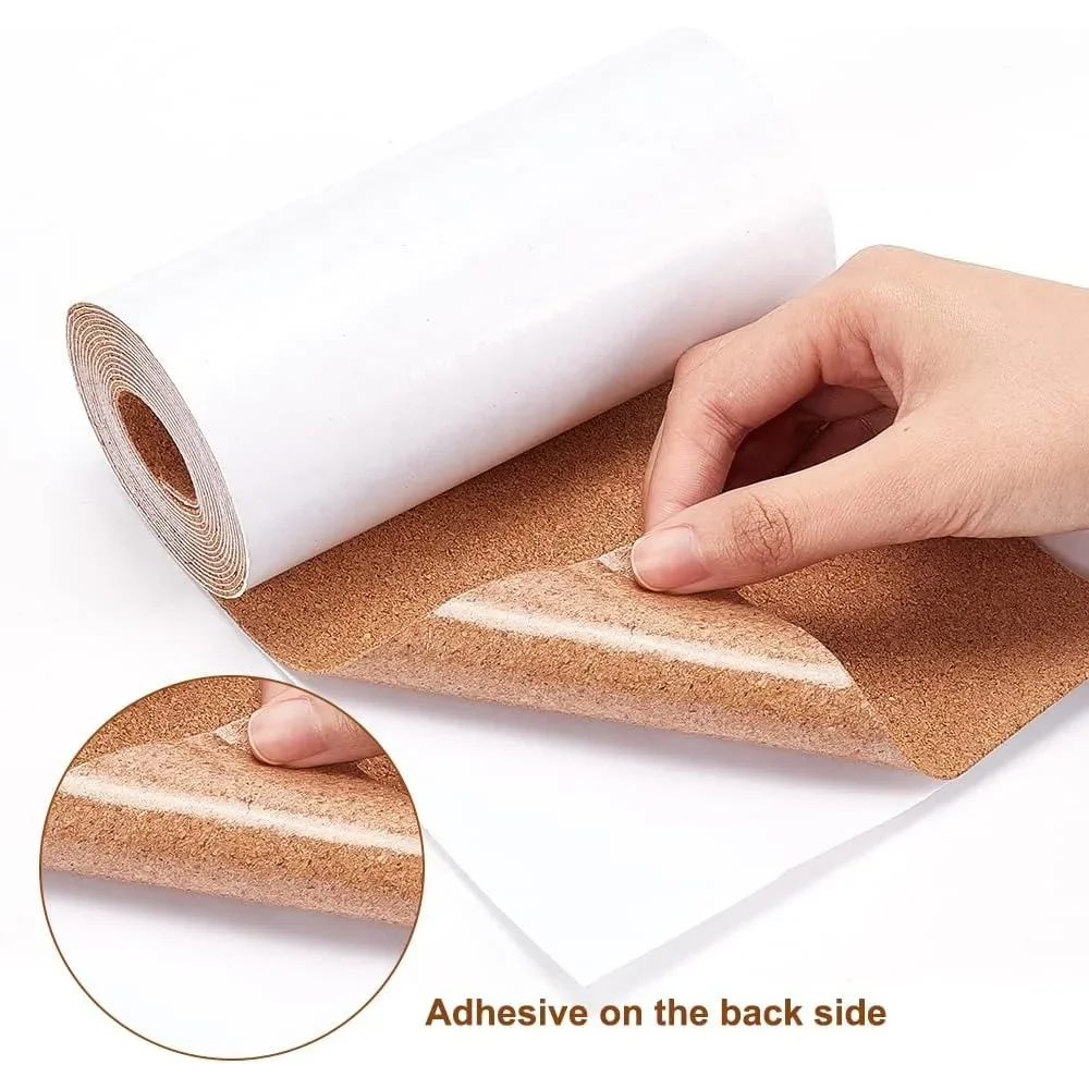 98.4x5.9inch Self-Adhesive Cork Roll, 1 mm Thick Cork Mat with Strong Adhesive-Backed for Wall Decoration, Party and DIY Crafts