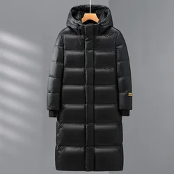 Black gold goose down jacket unisex elongated hooded thickened upgraded extreme cold jacket winter Overcoat Thermal Parkas