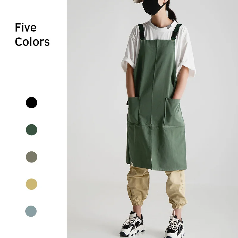 

Cotton Linen Apron Gardening Florist Baking Coffee Shop Ceramics Handwork Restaurant Waiter Kitchen Chef Aprons With Pockets