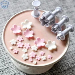 4Pcs/Set Plum Blossom Flower Plunger Fondant Cutter Sugarcraft Cake Decorating Tools DIY Cookie Stamper Baking Accessories