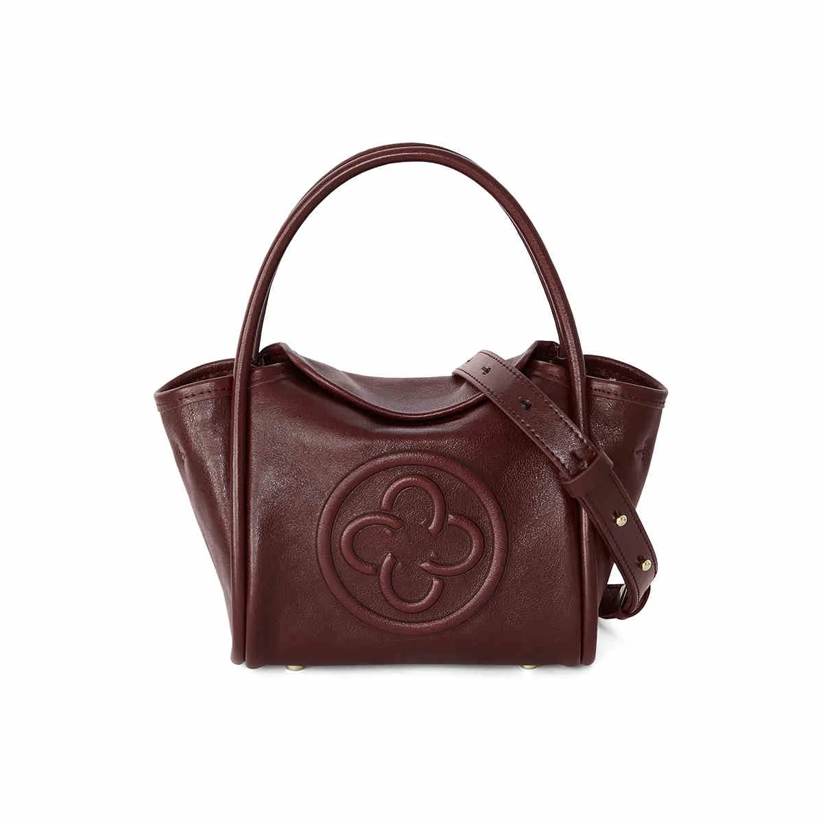 Cassile Summer New Angel Bag Top Layer Cowhide Wrinkled Single Shoulder Crossbody Women's Pink Handbag Basket Bag