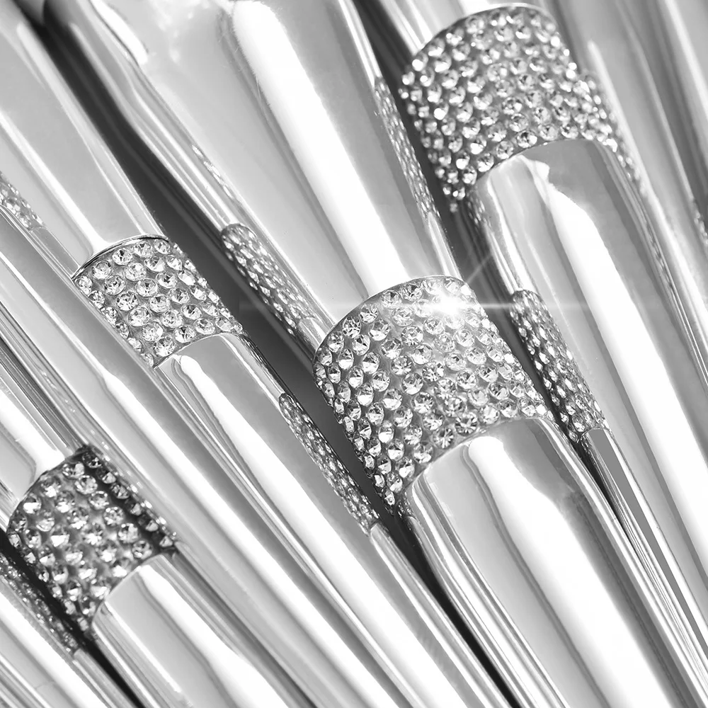 10 pezzi pennello per ombretto contorno labbra pennello per sopracciglia strumenti per trucco di bellezza pennelli per trucco con strass morbido cristallo di fascia alta