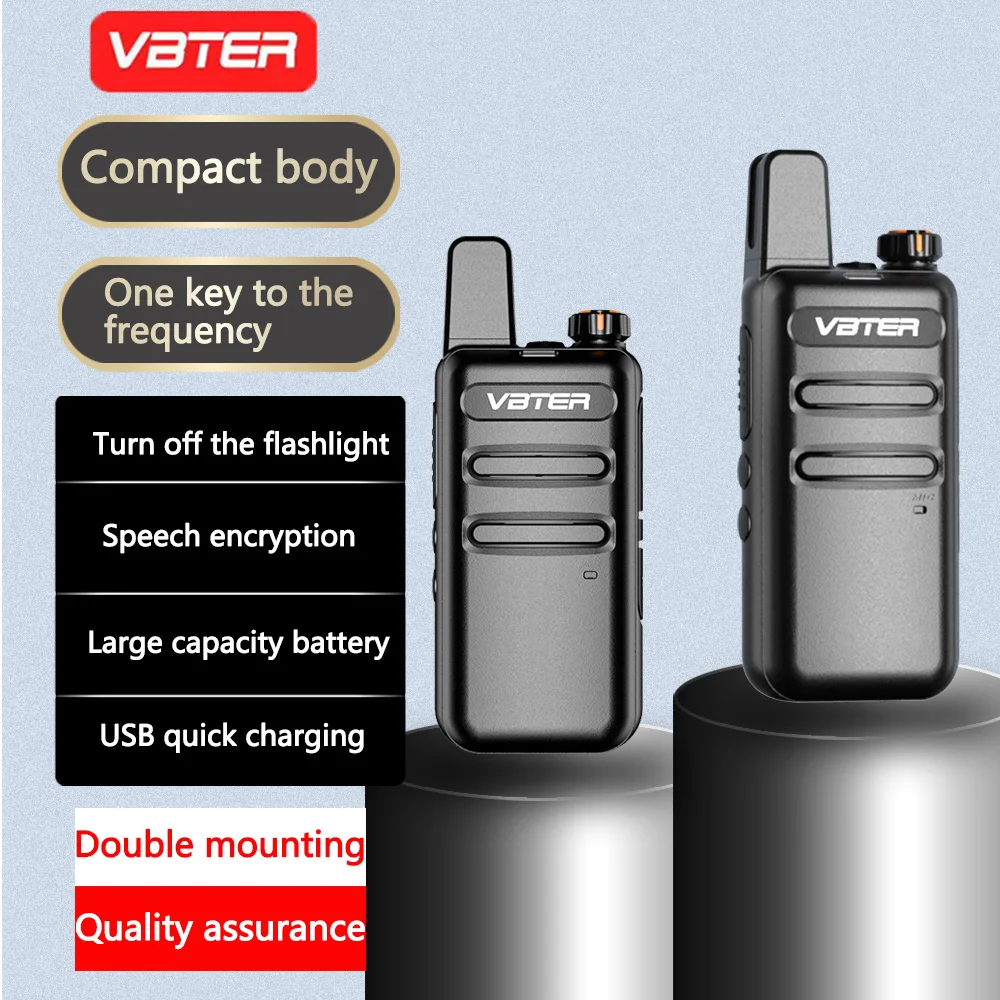 VBTER WBT-V1 Plus Forte Version 1-10KM UHF Portable Handheld Walkie-Talkie 16 Release English Communication 2W FM Long Intercom