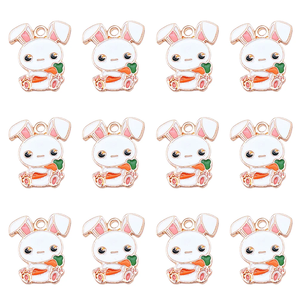 

20 Pcs Rabbit Enamel Charms Jewelry Making Bunny Necklace Earrings Bracelet DIY Supplies Accessories Easter Gifts