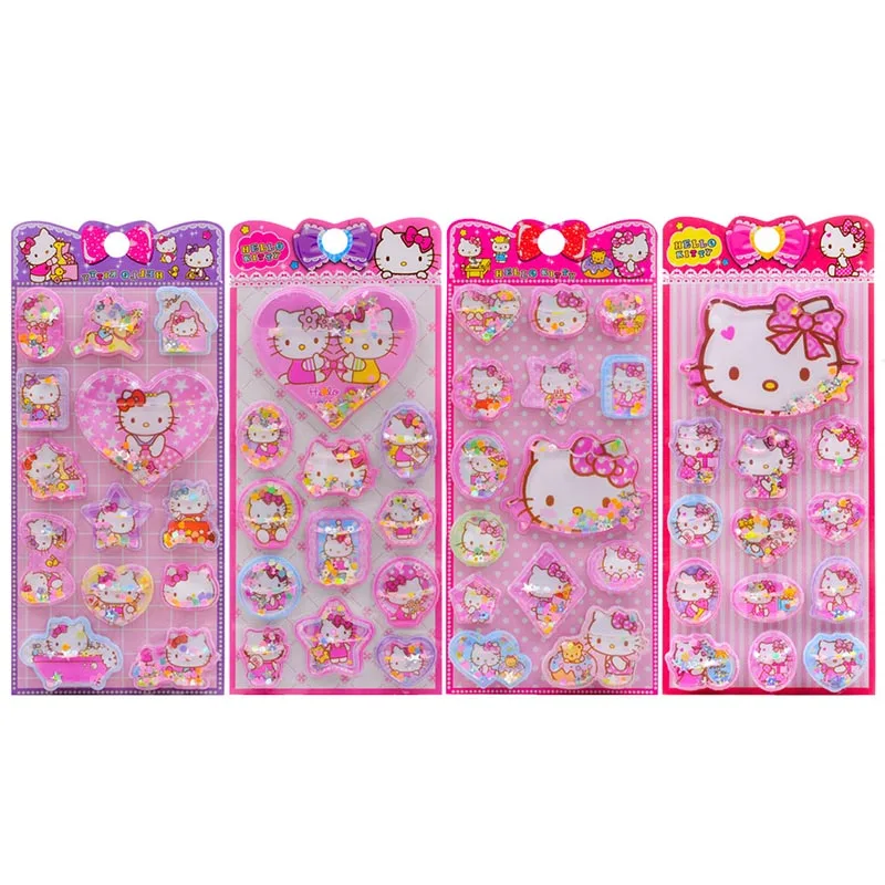 12pcs/lot Kawaii Sanrio Kitty Water Stickers Creative Scrapbooking DIY Diary Decorative Stationery Sticker Album Stick Label